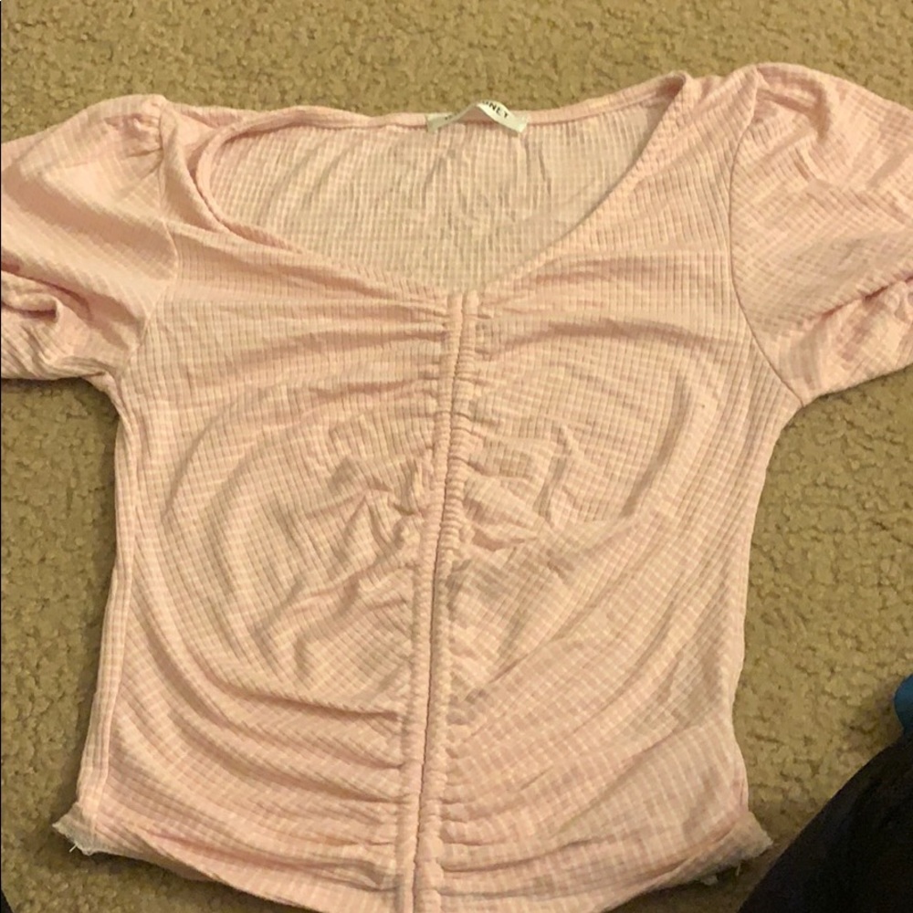 Small tight pink shirt!